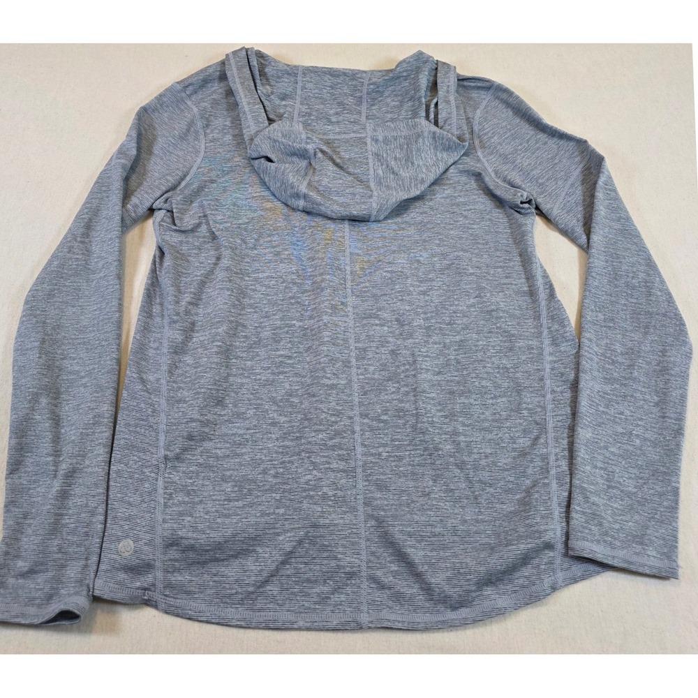Zella Pullover Women M Gray Space Dye V-Neck Hoodie Activewear Long Sleeve Gym - Picture 2 of 8